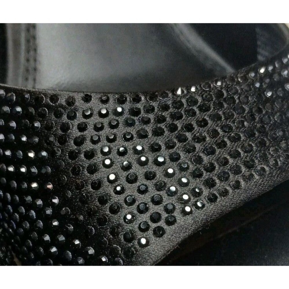AQUA Women's Sz 7.5 Embellished Stiletto Mules Onyx Black Slip-on Sparkle NIB - Picture 4 of 16